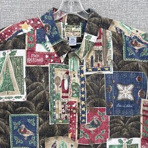 2009 Reyn Spooner Mele Kalikimaka 3XL Popover‎ Hawaiian Christmas Black Snowman